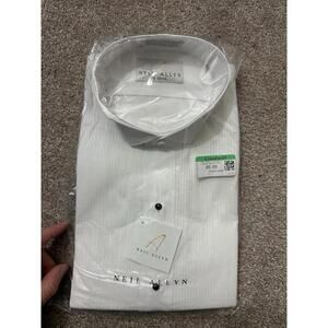 NWT Neil Allyn Tuxedo Shirt Mens L 32/33 White Laydown Collar Pleated
